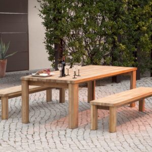 Titan 240cm Dining Suite Rustic Teak Table & Benches 1 | Avant Garden Bronzes