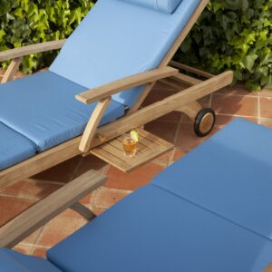 Capri Ultra Sun Lounger Solid Teak Set of 2 with cushions 3 | Avant Garden Bronzes