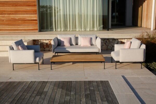 Layout Double Seat Suite Low Arms Deep Seating Carbon Beige Sunbrella Waterproof Cushions 2 | Avant Garden Bronzes