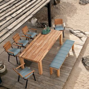 Titan 240cm Dining Suite Rustic Teak Table Chairs & Bench 1 | Avant Garden Bronzes