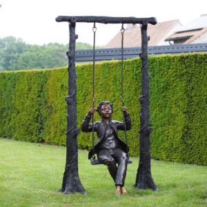 Lifesize Young Boy On Tree Swing Garden Bronze Sculpture FIBO 53 1 | Avant Garden Bronze