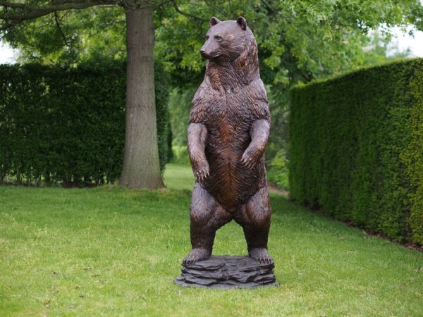 Wild Grizzly Bear Standing Bronze Animal Sculpture WI 94 1 | Avant Garden Bronzes