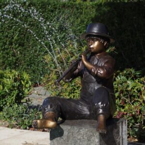Peter Piper Water Feature Bronze Boy Playing Flute Fountain Sculpture 1 | Avant Garden Bronzes