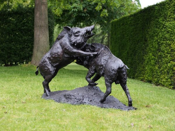Wild Boar Fighting Bronze Animal Sculpture 1 WI 93 | Avant Garden Bronzes