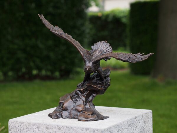 Eagle On Rock Raptor Bird Of Prey Bronze Sculpture 1 | Avant Garden Bronzes