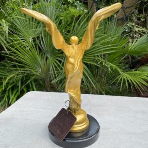 Iconic Art Nouveau Gold Patina Luxury Bronze Sculpture Spirit of Ecstasy MO 62 4 | Avant Garden Bronzes