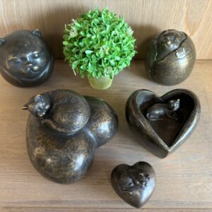 Cat Memorial Urns Large & Small Bronze Sculptures 1