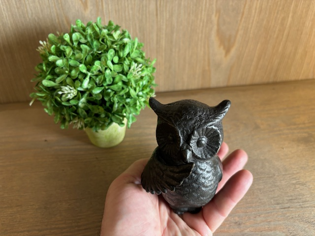 Mini Cremation Urn Owl Ashes Keeper Bronze Sculpture MESU 78