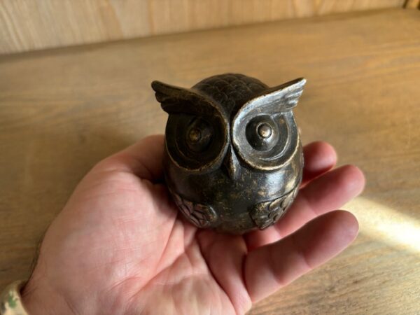 Owl Mini Cremation Urn Ashes Keeper Bronze Sculpture MESU 77