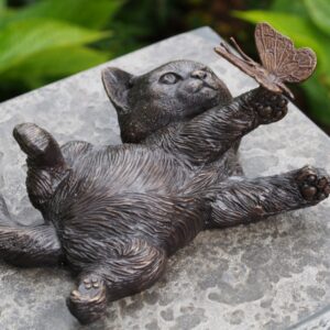 Kitten Playing With Butterfly Cat Bronze Sculpture CA 19 1 | Avant Garden Bronzes