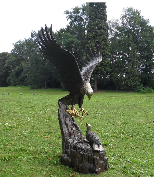 Bronze Raptor Bird Eagle Mother & Chick Garden Sculpture BI 6 5 | Avant Garden Bronzes