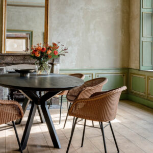 Avril Dining Chair Steel A Base Lloyd Loom by Vincent Sheppard 1 | Avant Garden Bronzes