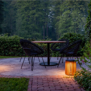 Maya Large & Small Teak Lamp Solar Garden Lighting by Vincent Sheppard 1 | Avant Garden Bronzes