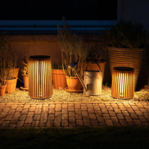 Maya Large & Small Teak Lamp Solar Garden Lighting by Vincent Sheppard 3 | Avant Garden Bronzes