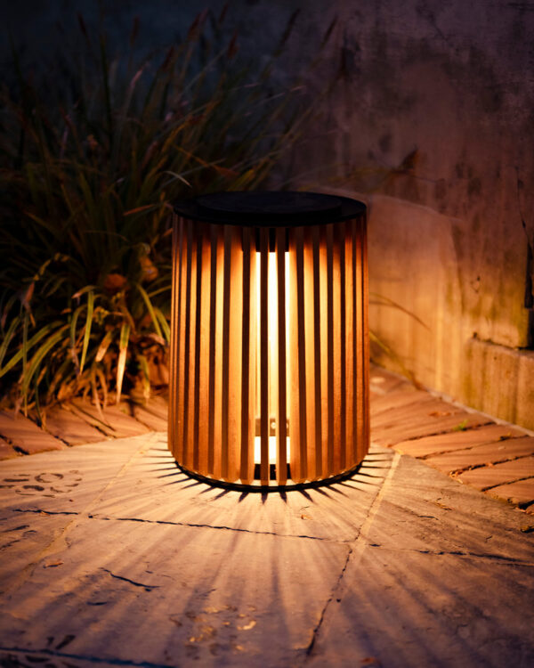 Maya Small Solar Teak Lamp Outdoor Garden Lighting by Vincent Sheppard 2 | Avant Garden Bronzes