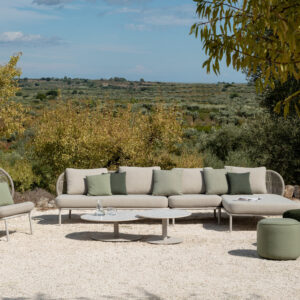 Otto Moss & Taupe Outdoor Pouffe Garden Lounge Furniture Accessory by Vincent Sheppard 1 | Avant Garden Bronzes