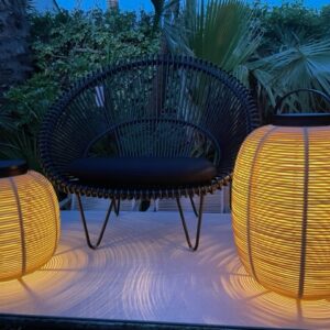 Roy Cocoon & Tika Lantern Steel Base Solar Lantern 16 | Avant Garden Bronzes