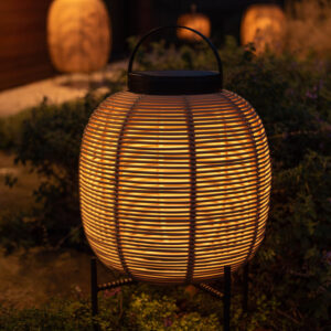 Tika Small Steel Base Solar Powered Lantern Outdoor Garden Lighting by Vincent Sheppard 1 | Avant Garden Bronzes