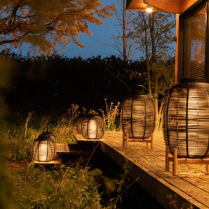 Tika Teak Base Large Black Solar Powered Outdoor Garden Lighting by Vincent Sheppard 3 | Avant Garden Bronzes