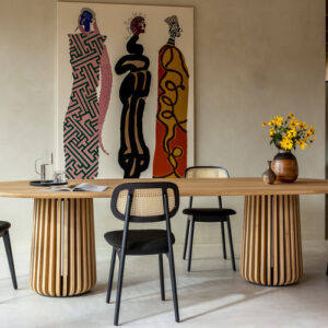 Titus Dining Chair Upholstered Black Boucle & Cane Weave Interior Furniture by Vincent Sheppard 4 | Avant Garden Bronzes