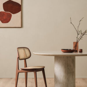 Ari 150 Round Volcanic Mineral Plaster Dining Table Interior Furniture by Vincent Sheppard 1 | Avant Garden Bronzes