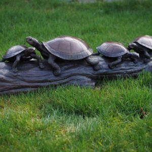 Turtle Creek Garden Pond Critters On Log Bronze Sculpture 1 | Avant Garden Bronzes
