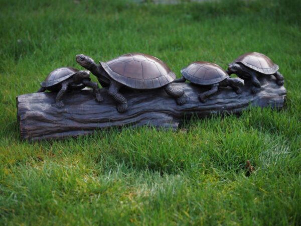 Turtle Creek Garden Pond Critters On Log Bronze Sculpture 1 | Avant Garden Bronzes