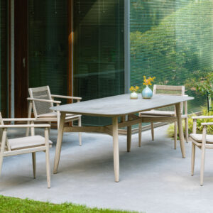 David Dining Table 280 x 106cm Stained Brushed Teak Ceramic Top By Vincent Sheppard 2 | Avant Garden Bronzes