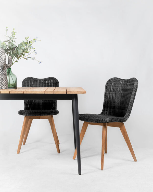 Lena Dining Chair Teak Base Black Available In 3 Colours By Vincent Sheppard 2 | Avant Garden Bronzes