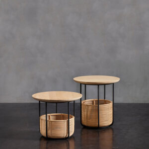 Natural Rattan Basket Side Table Small With Solid Oak Top By Vincent Sheppard 4 | Avant Garden Bronzes