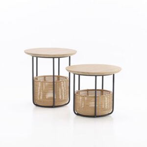 Natural Rattan Basket Side Table Small With Solid Oak Top By Vincent Sheppard 5 | Avant Garden Bronzes