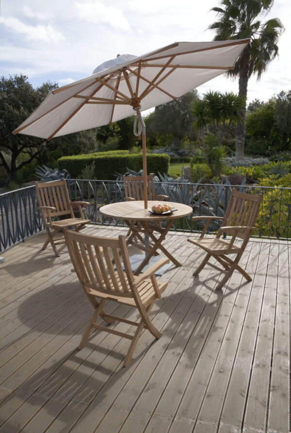 Ascot Four Seater Dining Set Inc. 2.8 Parasol And Base By Barlow Tyrie | Avant Garden Bronzes