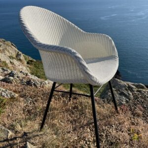 Broken White Avril HB Steel A Base Dining Chair Lloyd Loom by Vincent Sheppard 1 | Avant Garden Bronzes