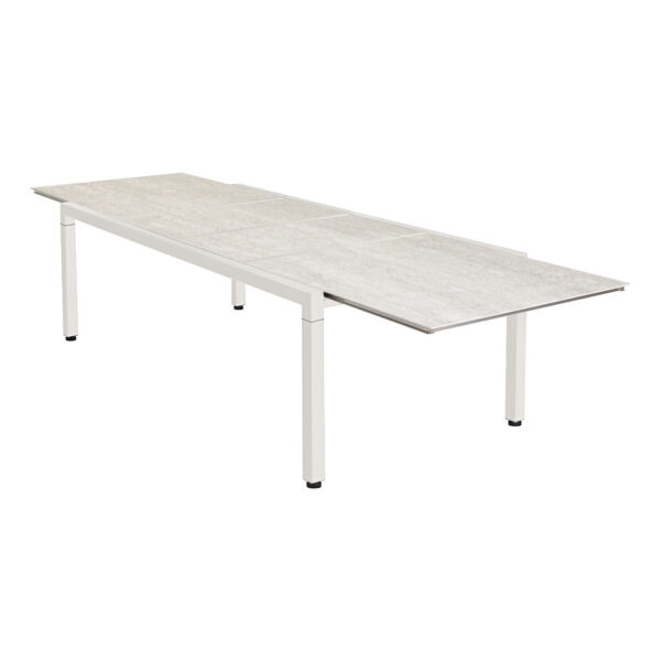 Equinox Frost Ceramic Extending Table 360 Powder Coated Stainless Steel By Barlow Tyrie 2 | Avant Garden Bronzes