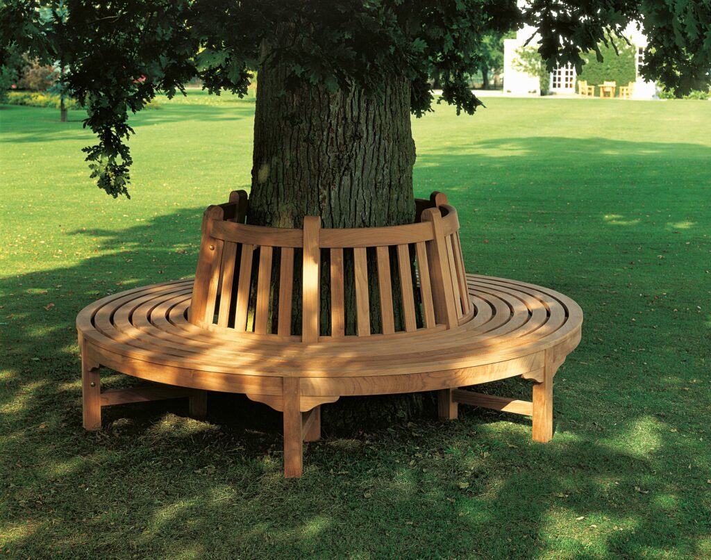 Glenham Circular Tree Seat Set Solid Teak | Avant Garden Bronzes