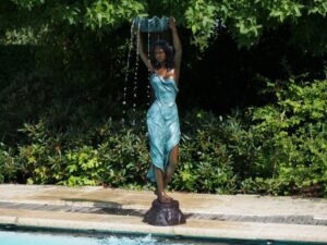Elegant Lady Holding Shell Fountain Water Feature Bronze Sculpture FO111 1 | Avant Garden Bronzes