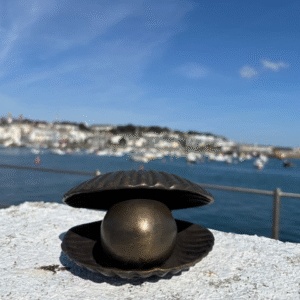 Cremation Urn Pearl In Shell For Ashes Memorial Bronze Sculpture