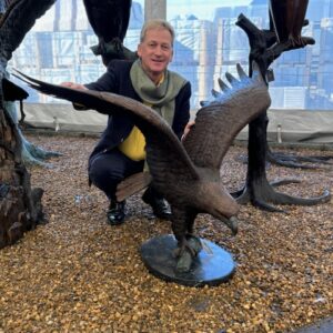 Eagle Wingspread On Marble Base Raptor Bird Of Prey Bronze Sculpture BI010 - Image 2