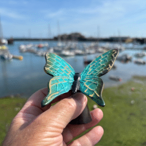 Green Butterfly Stand Memorial Cremation Urn Bronze Sculpture Mesu 95