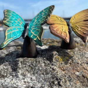 Green Butterfly Stand Memorial Cremation Urn Bronze Sculpture Mesu 95