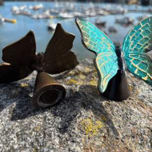 Green Butterfly Stand Memorial Cremation Urn Bronze Sculpture Mesu 95