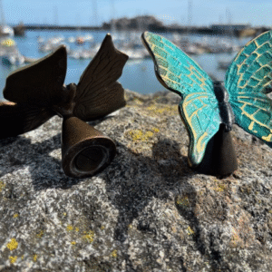 Green Butterfly Stand Memorial Cremation Urn Bronze Sculpture Mesu 95