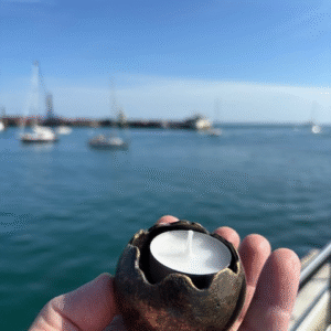 Mini Candle Holder Memorial Cremation Urn Solid Bronze Sculpture MESU 125