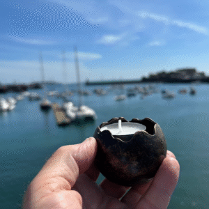 Mini Candle Holder Memorial Cremation Urn Solid Bronze Sculpture MESU 125