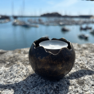 Mini Candle Holder Memorial Cremation Urn Solid Bronze Sculpture MESU 125