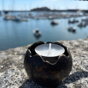 Mini Candle Holder Memorial Cremation Urn Solid Bronze Sculpture MESU 125
