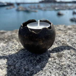 Mini Candle Holder Memorial Cremation Urn Solid Bronze Sculpture MESU 125