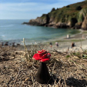 Red Flower Memorial Cremation Urn Mini Solid Bronze Sculpture Mesu 105