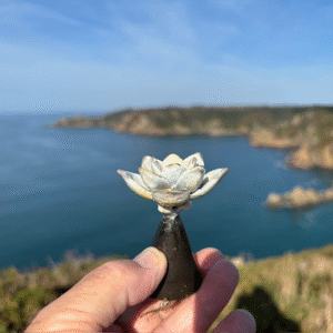 White Flower Memorial Cremation Urn Mini Solid Bronze Sculpture Mesu 108