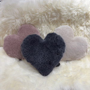 Deep Grey Sheepskin Heart Cushion Exclusive Luxury Interior Furnishings By Guernsey Treasures 1